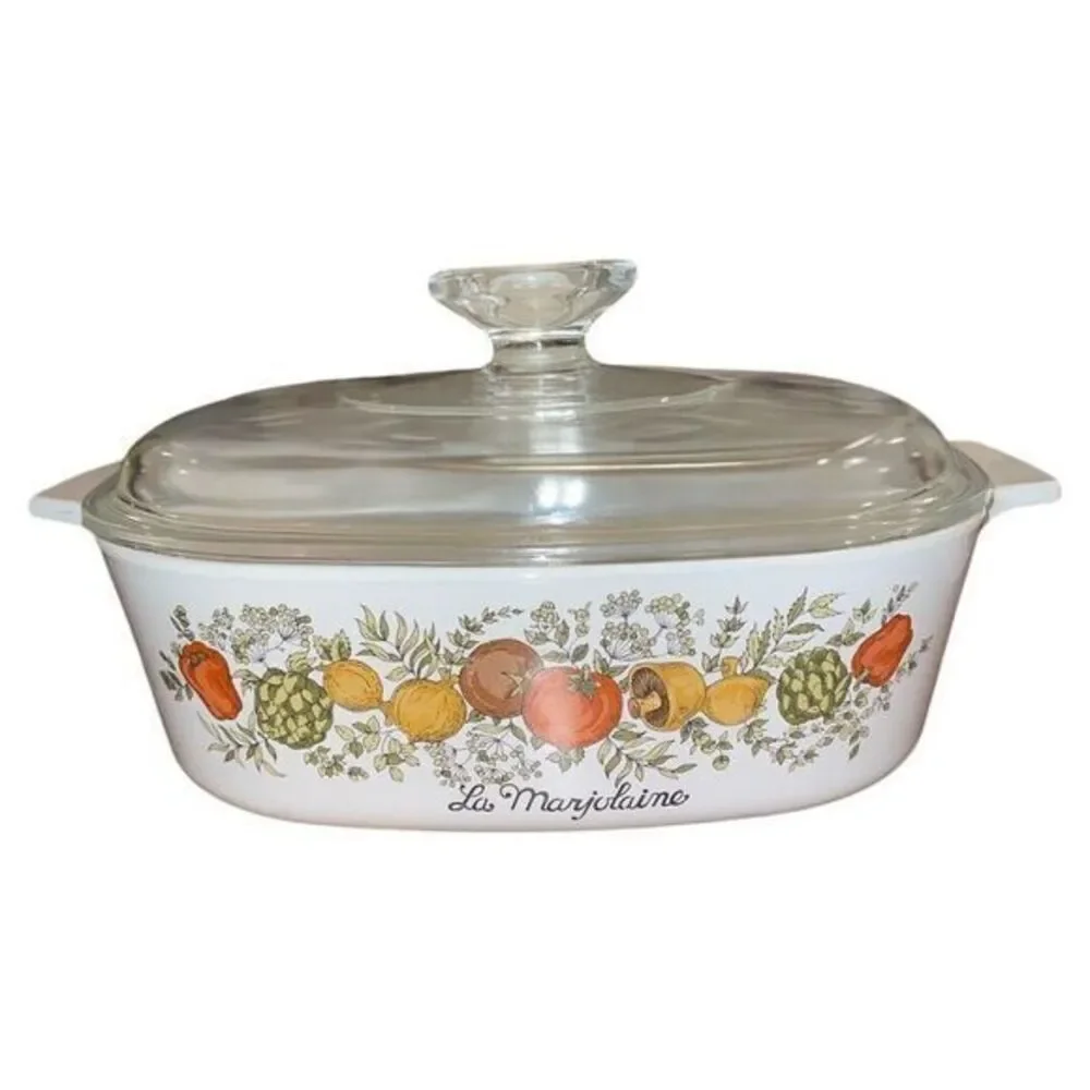 Corning Ware Vtg 70s 2 Qt La Marjolaine Spice Of Life A-2-B Casserole Dish Lid‎